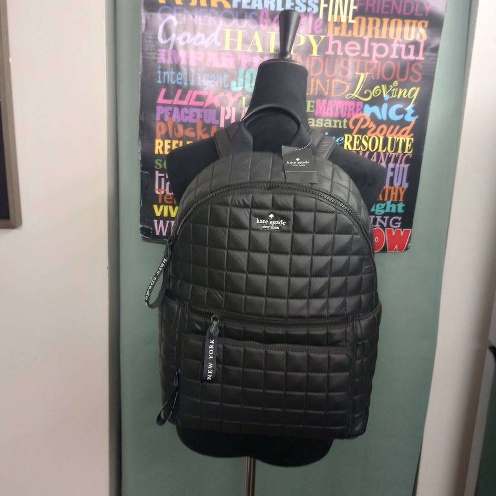 Kate Spade Black Quilted Nylon Backpack!. - Picture 3 of 8